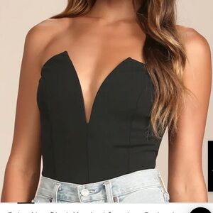 Lulus Black Notched Strapless Bodysuit